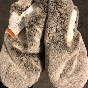 Soft brown and white slip on slippers